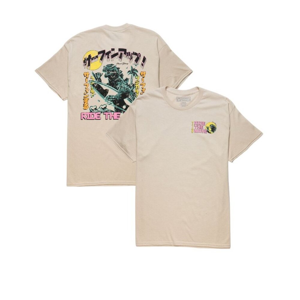PLEASANT GETAWAY Ride The Wave Men's Tee In Sand - Size‎ Small